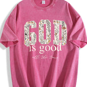 With GOD Flowers Brand with Batik Vintage Washed T-Shirt in Red