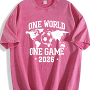 One World One Game 2026 Vintage Washed T-Shirt in Red