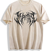 Mama Metal Font Vintage Washed T-Shirt in Beige