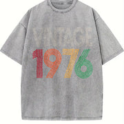 50th Birthday 1976 Vintage Washed T-Shirt in Gray