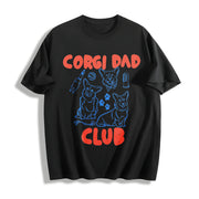 Corgi Dad Club Cotton T-Shirt in Black