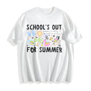 Schools Out Cotton T-Shirt in White