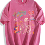 American Vintage Skull Vintage Washed T-Shirt in Red