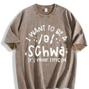 Schwa for Teacher Reading Teacher Vintage Washed T-Shirt in Brown