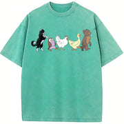 Little Bear Animal Friends Parade vintage washed oversized T-shirt in Blue