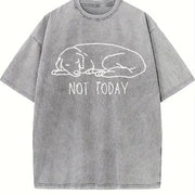 Not Today Dog Lover Vintage Washed T-Shirt in Gray