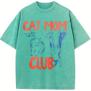 Cat Mom Cat Mama For Cat Mom vintage washed oversized T-shirt in Blue