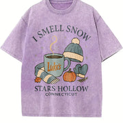I Smell Snow Gilmore Girls Christmas Vintage Washed T-Shirt in Purple