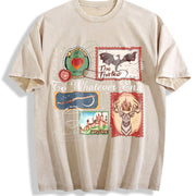 Throne of Glass TOG Book Stamps Terrasen Fantastic Reader Vintage Washed T-Shirt in Beige