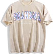 Personalized Grandma Vintage Washed T-Shirt in Beige