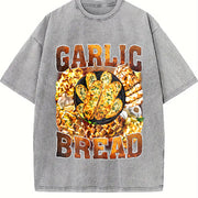 Garlic Bread Food Lover Vintage Washed T-Shirt in Gray