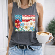 Land of the Free Because of the Brave Fourth of July Women's Color Cotton Tank Top in Gray