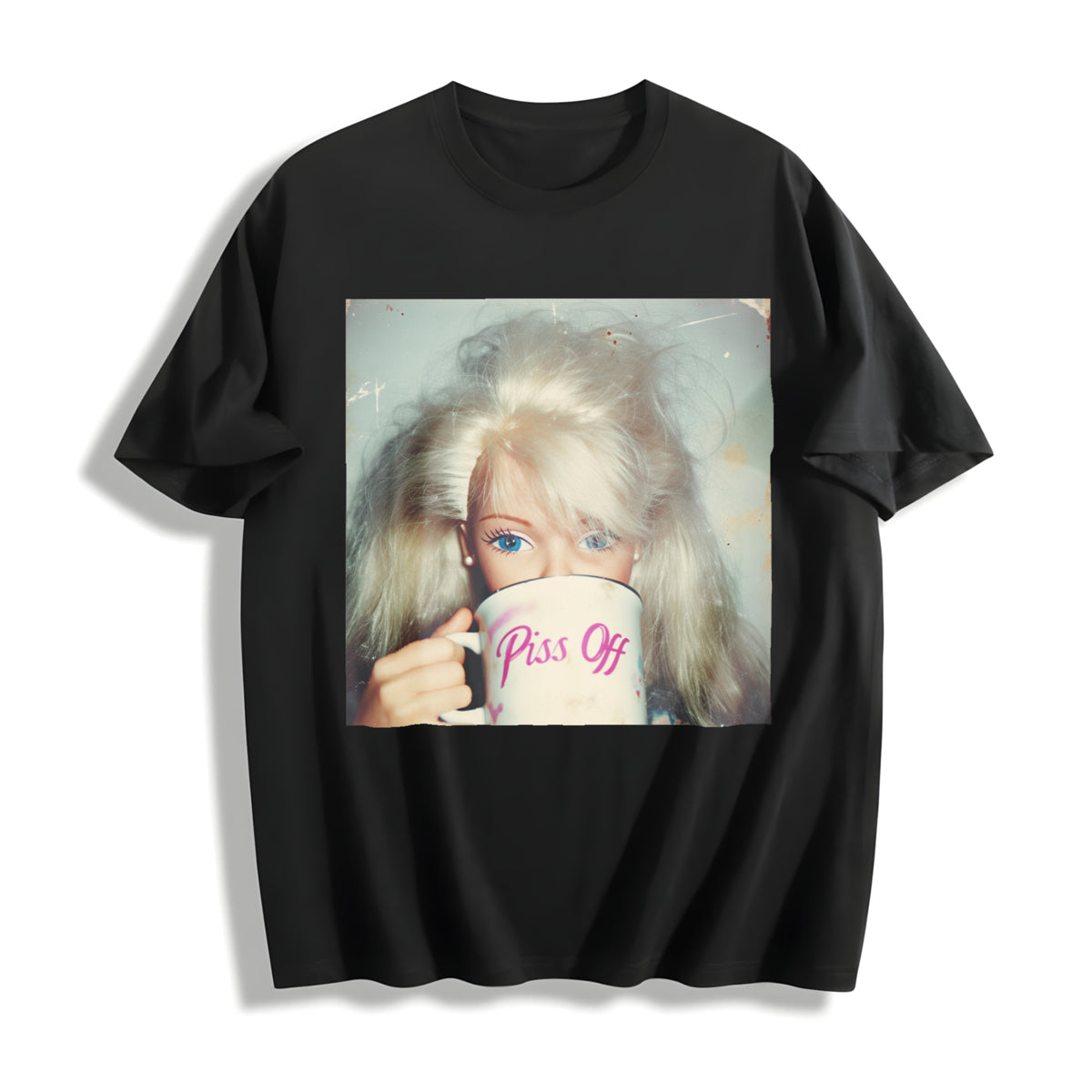 Piss Off Coffee Doll Cotton T-Shirt in Black