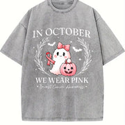 ® in October We Pink Ghost Vintage Washed T-Shirt in Gray