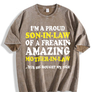 For Your Son in Law Fathers Day Vintage Washed T-Shirt in Brown
