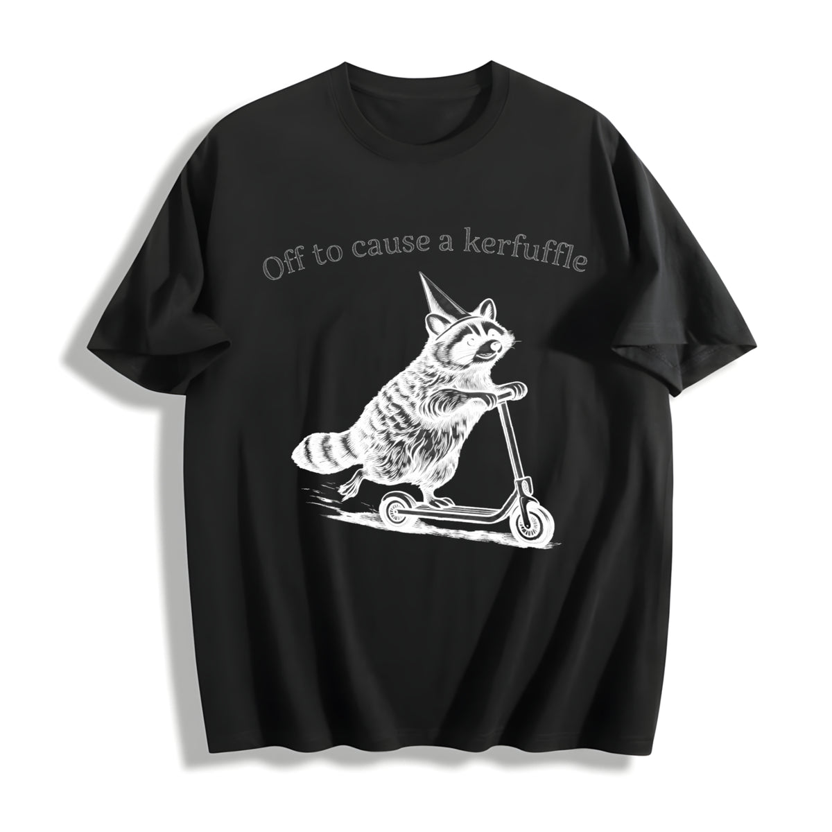 Off to Cause a Kerfuffle Cotton T-Shirt in Black