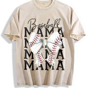 Baseball Mama Coquette Bow Vintage Washed T-Shirt in Beige
