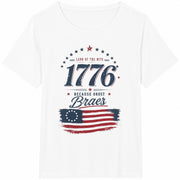1776 Patriotic America Independence Cotton T-Shirt in White