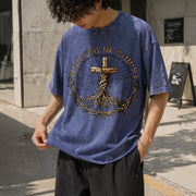Rooted in Christ Jesus Vintage Washed T-Shirt in Blue