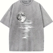 Coastal Granddaughter Sun-faded Statement Full Moon Vintage Washed T-Shirt in Gray