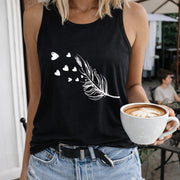 Tank with Cartoon Polyester Women's Color Cotton Tank Top in Black