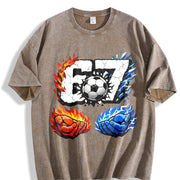 67 Fire and Ice Soccer Vintage Washed T-Shirt in Brown