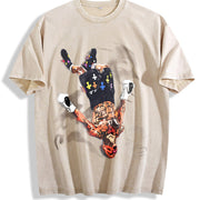 Gervonta Tank Davis Flip Tank Davis Boxing World Champion vintage washed oversized T-shirt in Beige