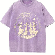 European and American for Halloween Vintage Washed T-Shirt in Purple