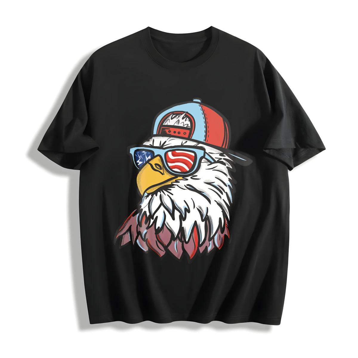 LAT Boys Patriotic Eagle Cotton T-Shirt in Black