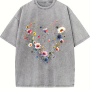 Wildflower Mothers Day Vintage Washed T-Shirt in Gray