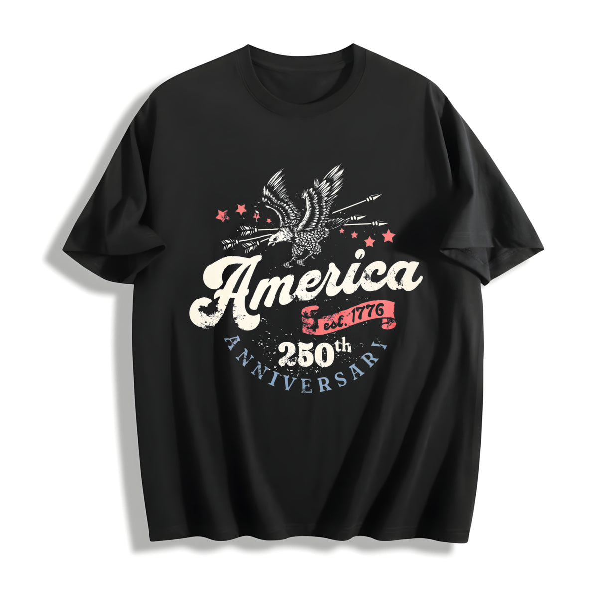 250th Anniversary USA Cotton T-Shirt in Black