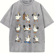 Goose Workout Animal Gym for Gym Lovers & Fitness Fans Vintage Washed T-Shirt in Gray