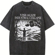 Visualize Industrial Collapse Vintage Washed T-Shirt in Black