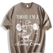 Today I'm a Serious Goose Vintage Washed T-Shirt in Brown
