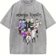 Atlanta Kaisen Jujutsu Kaisen Anime Vintage Washed T-Shirt in Gray