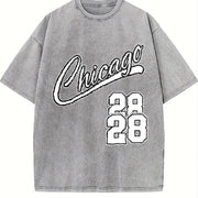 Letter & Figure Tank and Shorts Set Vintage Washed T-Shirt in Gray