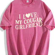 I Love My Cougar Girlfriend I Love My Girlfriend vintage washed oversized T-shirt in Red