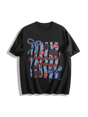 American Honey Coquette 4th of July Cotton T-Shirt in Black