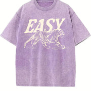 Easy Tiger Retro Esy Tiger vintage washed oversized T-shirt in Purple