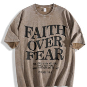 Faith Over Fear Vintage Washed T-Shirt in Brown