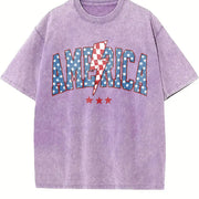 America Lightening Bolt USA vintage washed oversized T-shirt in Purple