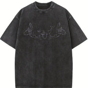 Three Whales 90s Retro ® Y2k Whale Lovers Vintage Washed T-Shirt in Black