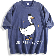 Silly Goose Couple T-Shirtst Married Couple Matching vintage washed oversized T-shirt in Blue