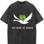 We Ride at Dawn Frog and Goose Chaotic Animal vintage washed oversized T-shirt in Black