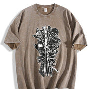 Gomu No Mi - One Pieceeee Anime Manga vintage washed oversized T-shirt in Brown