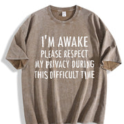 Premium I'm Awake Vintage Washed T-Shirt in Brown