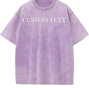 Custom Personalized Text Vintage Washed T-Shirt in Purple