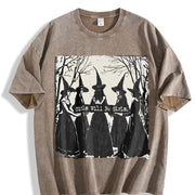Girls Will Be Girls Witch Vintage Washed T-Shirt in Brown