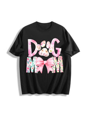 Dog Mama Dog Mom Cotton T-Shirt in Black