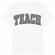 Leopard Teacher Suitab Cotton T-Shirt in White